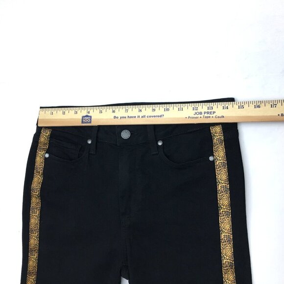 Paige Women's Black Hoxton Ankle Jeans Leopard Print Tuxedo Stripes size 28 - Picture 6 of 10